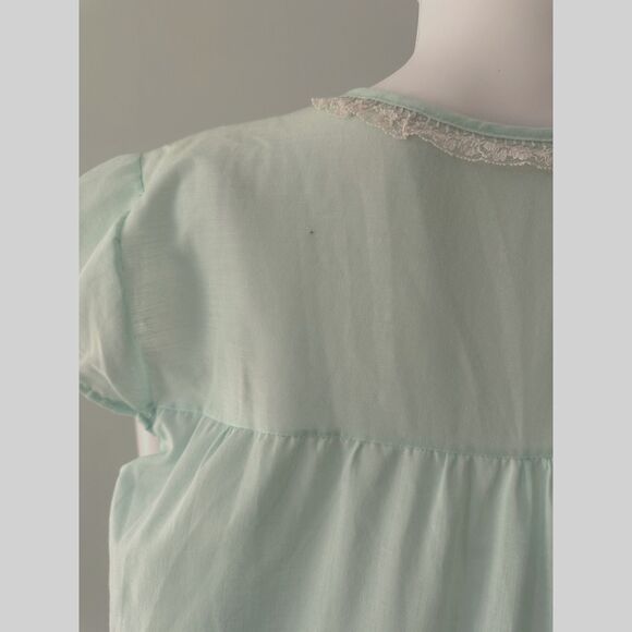 Vintage 60s Baby Blue Embroidered Floral Sleep Dress Night Gown size XL - Picture 7 of 11